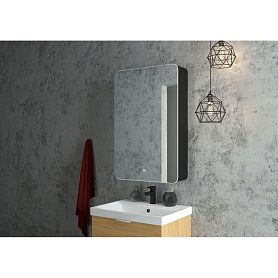 Шкаф-зеркало Art & Max Lecce 56, левый, с подсветкой и диммером, цвет черный матовый - фото 1