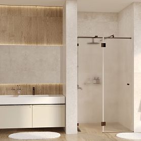 Душевая дверь WasserKRAFT Paar 88H05L-TXG 120x200, левая, стекло текстурное, профиль розовое золото - фото 1