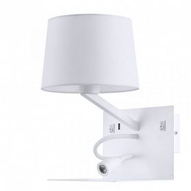 Бра Arte Lamp Ibis A1056AP-2WH, арматура белая, плафон металл / ткань белая, 26х23 см - фото 1