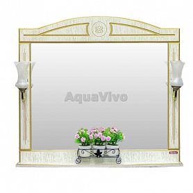 Зеркало Sanflor Адель 100x88, с подсветкой, цвет белый с золотой патиной - фото 1