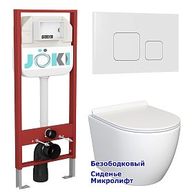 Комплект: Инсталляция JK45045 + Кнопка JK021531WM белая + Stella JK1061016 белый унитаз - фото 1