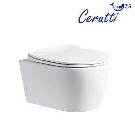 Унитаз CeruttiSPA Sella UF CT10362 подвесной, безободковый, с сиденьем микролифт, цвет белый - фото 1