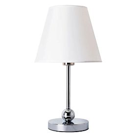 Кабинетная настольная лампа Arte Lamp Elba A2581LT-1CC, арматура хром, плафон ткань белая - фото 1