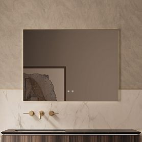 Зеркало Vincea VLM-4F10BG-2 100х80, с подсветкой, функцией антизапотевания, цвет брашированное золото - фото 1