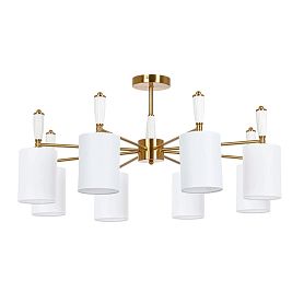 Подвесная люстра Arte Lamp Waverley A4102PL-8PB, арматура полированная медь, плафон ткань белая - фото 1