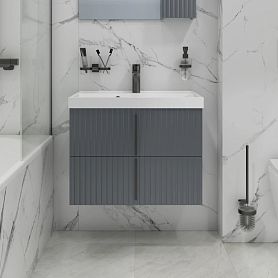 Тумба под раковину Санта Юпитер 70, подвесная, 2 ящика, цвет графит матовый - фото 1