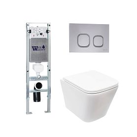 Комплект Weltwasser 10000011887 унитаза Gelbach 043 MT-WT с сиденьем микролифт и инсталляции Amberg 350 ST с кнопкой Amberg RD-CR хром - фото 1