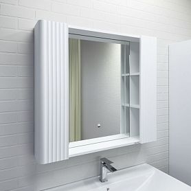 Шкаф-зеркало Comforty Ангара 90, с подсветкой, функцией антизапотеваниям, цвет белый - фото 1