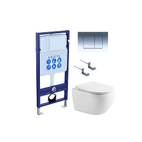 Комплект Акватек Европа AQ 1190 010: Инсталляция Standart INS-0000012 + Кнопка KDI-0000010 хром глянец + Унитаз Европа AQ1190T-00 белый - фото 1
