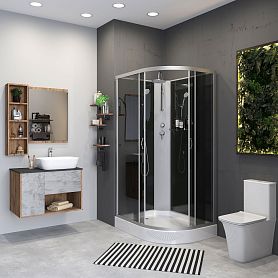 Душевая кабина Niagara Classic NG-3512-14LBKT 120х80, левая, стекло тонированное, профиль серебро, без крыши  - фото 1