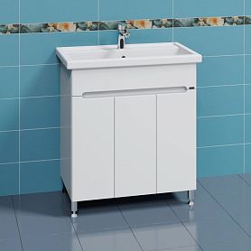 Тумба Санта Лондон 80 под раковину Фостер, напольная, с дверцами, цвет белый - фото 1