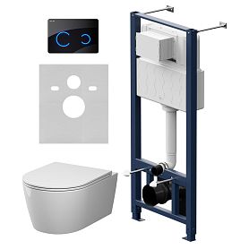 Комплект AM.PM IS450B38.8F1900: Инсталляция Pro + Кнопка Touchless Pro стекло черное + Унитаз Func Aquaspin C8F1900SC белый - фото 1