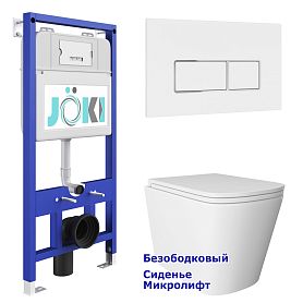 Комплект: Инсталляция JK01150 + Кнопка JK206549 белая / хром + Verna JK3021022 белый унитаз - фото 1