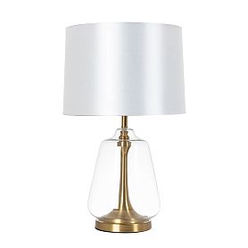 Декоративная настольная лампа Arte Lamp Pleione A5045LT-1PB, арматура полированная медь, плафон ткань белая - фото 1