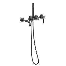 Смеситель Vincea Groove VBTW-4G1GM для ванны с душем, встраиваемый, цвет вороненая сталь - фото 1