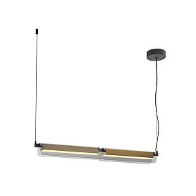Подвесной светильник Maytoni Flat MOD296PL-L20BS3K, арматура черная / латунь, профиль стекло серое - фото 1