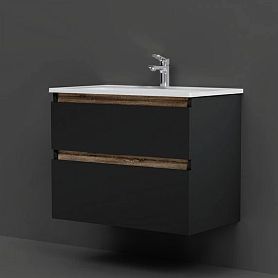 Тумба под раковину AM.PM X-Joy 80 подвесная, цвет черный матовый/дерево - фото 1