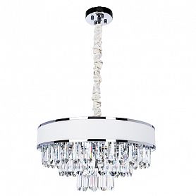 Подвесная люстра Arte Lamp Diadem A1002LM-6CC, арматура хром / прозрачная, плафон кожа белая, 46х46 см - фото 1