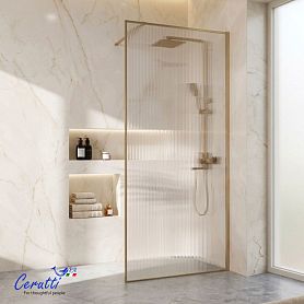 Душевая перегородка Ceruttispa Strip G90 90x190, стекло гофрированное, профиль золото матовое - фото 1