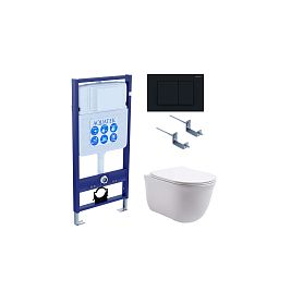 Комплект Акватек Классик 012: Инсталляция Standart INS-0000012 + Кнопка KDI-0000012 черная матовая + Унитаз Классик AQ1111-00 белый - фото 1
