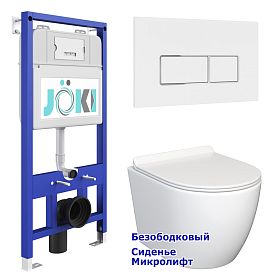Комплект: Инсталляция JK01150 + Кнопка JK206549 белая / хром + Stella JK1061016 белый унитаз - фото 1