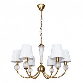 Подвесная люстра Arte Lamp Gracie A7301LM-6PB, арматура медь, плафоны ткань белая, 72х72 см - фото 1