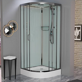 Душевая кабина Frank F409 М Brilliant 90x90, с полотенцедержателем, стекло матовое, профиль хром - фото 1