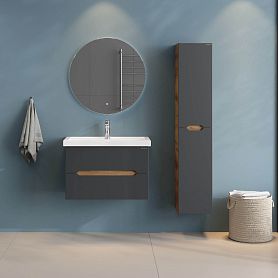 Мебель для ванной Оника Айленд 70, подвесная, цвет графит / дуб крафт золотой - фото 1