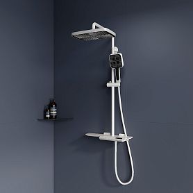 Душевая стойка RGW Shower Panels SP-34 W, с верхним душем, термостатическим смесителем, цвет белый - фото 1