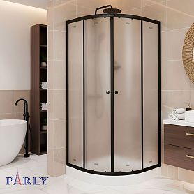 Душевой уголок Parly ZF911B 90х90, с поддоном, стекло матовое, профиль черный матовый - фото 1