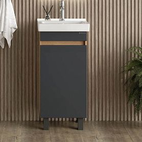 Тумба под раковину Оника Милтон Квадро 40, напольная, цвет серый / дуб сонома - фото 1
