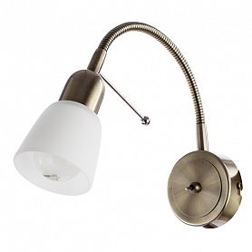 Бра Arte Lamp Lettura A7009AP-1AB, арматура бронза, плафон стекло белое, 7х34 см - фото 1