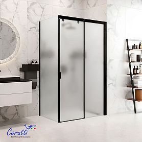 Душевой уголок CeruttiSPA Marbella 120BF R 120x80, правый, стекло матовое, профиль черный матовый - фото 1