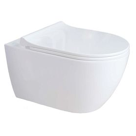 Унитаз Акватек Поларис AQ0700-001 подвесной, безободковый, смыв Торнадо, с сиденьем микролифт, цвет белый - фото 1