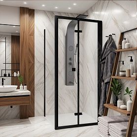 Душевой уголок CeruttiSPA Bella ZQD91B 90х90, стекло прозрачное, профиль черный - фото 1