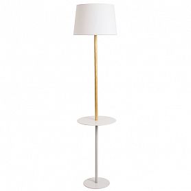 Торшер Arte Lamp Connor A2102PN-1WH, арматура белая / бежевая, плафон ткань белая, 38х38 см - фото 1