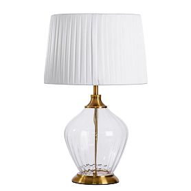 Декоративная настольная лампа Arte Lamp Baymont A5059LT-1PB, арматура полированная медь, плафон ткань белая - фото 1
