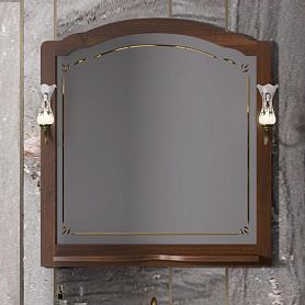 Зеркало Опадирис Лоренцо 100x105, с полкой, цвет светлый орех - фото 1