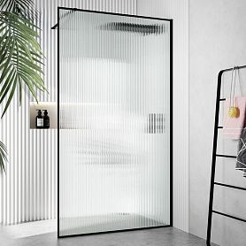 Душевая перегородка Ceruttispa Strip T100 100x190, стекло гофрированное, профиль черный матовый - фото 1