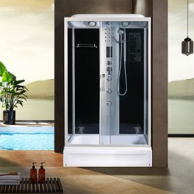 Душевая кабина River Vitim 120/80/24 TH 120x80, стекло тонированное, профиль хром матовый, с крышей, с гидромассажем - фото 1