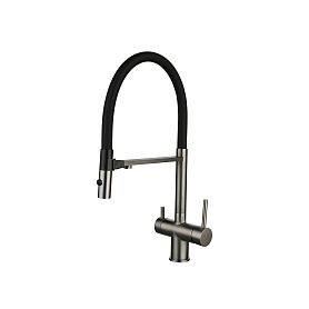 Смеситель Vincea VKF-120GM для кухни, с гибким изливом, цвет вороненая сталь - фото 1