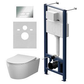 Комплект AM.PM IS47051.8F1901: Инсталляция Pro + Кнопка Pro S хром глянец + Унитаз Func Aquaspin C8F1901SC белый - фото 1