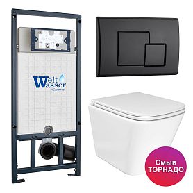 Комплект: Weltwasser Инсталляция Mar 507+Кнопка Mar 507 SE MT-BL черная+Verna T JK3031025 белый унитаз, смыв Торнадо - фото 1