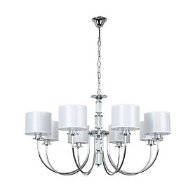 Подвесная люстра Arte Lamp Attore A4092LM-8CC, арматура хром, плафон ткань белая - фото 1