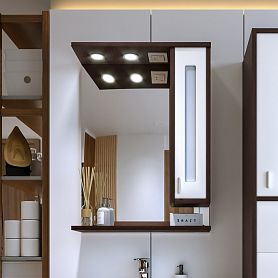 Шкаф-зеркало Бриклаер Бали 62, правый, с подсветкой, цвет венге / белый  - фото 1