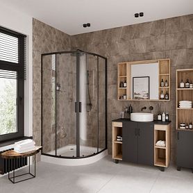 Душевой уголок Niagara Nova NG-6806-08 BLACK 90x90, стекло прозрачное, профиль черный - фото 1