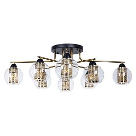 Потолочная люстра Arte Lamp Manchester A7045PL-8BK, арматура черный, плафон металл / стекло прозрачное - фото 1
