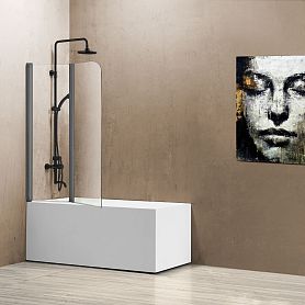 Шторка на ванну Vincea VSB-12 114x140, стекло прозрачное, профиль вороненая сталь - фото 1