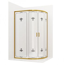 Душевой уголок Ambassador Royal 18015301 120x80, стекло прозрачное с рисунком, профиль золото - фото 1