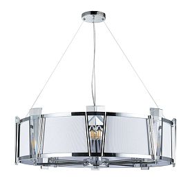 Подвесная люстра Arte Lamp Grato A4079LM-8CC, арматура хром, плафон ткань белая - фото 1